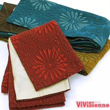 画像をギャラリービューアに読み込む, 半巾帯 ふくれ織 《ViViSienne 》 菊花桜×麻の葉文様(イエロー・レッド・ターコイズ)