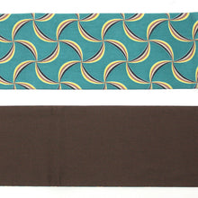 画像をギャラリービューアに読み込む, 半巾帯 《ひでや工房》 京都洛北友禅 風車 焦げ茶(ターコイズ)