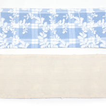 画像をギャラリービューアに読み込む, 半巾帯 《市田ひろみ》ブルー チェック 唐草 レース × アイボリー ピンストライプ