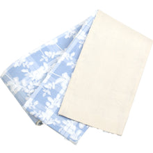 画像をギャラリービューアに読み込む, 半巾帯 《市田ひろみ》ブルー チェック 唐草 レース × アイボリー ピンストライプ