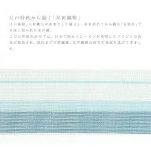 画像をギャラリービューアに読み込む, 半巾帯 長尺 紙格子四寸帯 米沢織物 《宝来屋》 和紙 グラデーション 水色 ホワイト