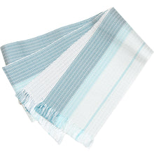 画像をギャラリービューアに読み込む, 半巾帯 長尺 紙格子四寸帯 米沢織物 《宝来屋》 和紙 グラデーション 水色 ホワイト