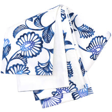 画像をギャラリービューアに読み込む, 半巾帯 日本製 阿波しじら織 捺染 白地に藍色花更紗 No.P1