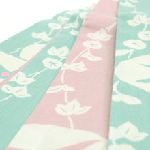 画像をギャラリービューアに読み込む, 半巾帯《ひでや工房》京都洛北友禅 立涌あさがお 朝顔(ミントグリーン × ピンク)