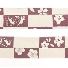 画像をギャラリービューアに読み込む, 半巾帯《ひでや工房》市松 うさぎ 桜 梅 桔梗 朝顔 (ピンク)