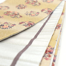 画像をギャラリービューアに読み込む, 《創世舎》 リバーシブル半巾帯 長尺 芥子色ぼかし地に四季花環/ベージュに焦茶の変わり格子