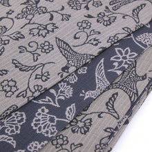 画像をギャラリービューアに読み込む, 半巾帯 《ひでや工房》花鳥風月 更紗鳥 リバーシブル(グレー×ダークネイビー)
