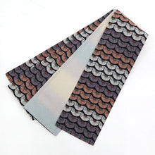 画像をギャラリービューアに読み込む, 半巾帯 橋本テル謹製 ブラック 黒地に青海菊 ホワイト ピンク パープル くすみカラーぼかし -錦-