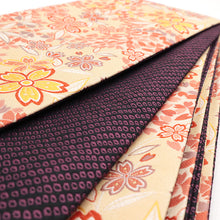画像をギャラリービューアに読み込む, 《創世舎》 リバーシブル半巾帯 長尺 東レシルック素材 ベージュ地に桜花ちらし レッド / 黒地に紫鹿の子