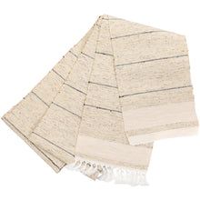 画像をギャラリービューアに読み込む, 半巾帯 長尺 米沢織物 伝統工芸士 斎藤俊弘 裂織 天然素材 ぜんまい 紬 無地感 絣 黒縞 縦 ストライプ