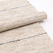 画像をギャラリービューアに読み込む, 半巾帯 長尺 米沢織物 伝統工芸士 斎藤俊弘 裂織 天然素材 ぜんまい 紬 無地感 絣 紺 赤 縞 縦 ストライプ