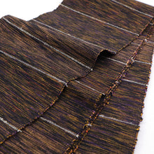 画像をギャラリービューアに読み込む, 半巾帯 長尺 米沢織物 伝統工芸士 斎藤俊弘 裂織 天然素材 ぜんまい 紬 縞 ストライプ 白 紫 茶色 パープル