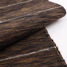 画像をギャラリービューアに読み込む, 半巾帯 長尺 米沢織物 伝統工芸士 斎藤俊弘 裂織 天然素材 ぜんまい 紬 縞 ストライプ 白 紫 茶色 パープル