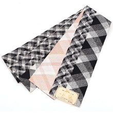 画像をギャラリービューアに読み込む, 半巾帯 長尺 日本製 西陣くみおり シルバー 白黒 アーガイルチェック × ピンク チェック