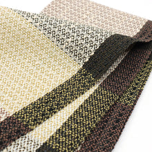 画像をギャラリービューアに読み込む, 半巾帯 長尺 近賀織物 宝来織 胡蝶 カジュアル チェック 格子 ブラウン イエロー