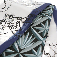 画像をギャラリービューアに読み込む, 《撫松庵》半幅帯 レディース リバーシブル半巾帯 浴衣 着物 猫獣戯画 ニャンジュウギガ × 切子 グレー ブルー
