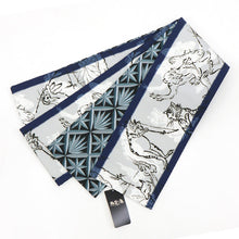 画像をギャラリービューアに読み込む, 《撫松庵》半幅帯 レディース リバーシブル半巾帯 浴衣 着物 猫獣戯画 ニャンジュウギガ × 切子 グレー ブルー