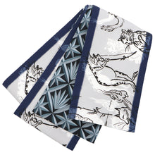 画像をギャラリービューアに読み込む, 《撫松庵》半幅帯 レディース リバーシブル半巾帯 浴衣 着物 猫獣戯画 ニャンジュウギガ × 切子 グレー ブルー