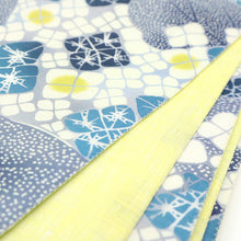 画像をギャラリービューアに読み込む, 半巾帯 《WAKKA》麻 刺繍帯 彩アジサイ × レモンイエローにあじさい猫 あじさいつなぎ ( イエロー )