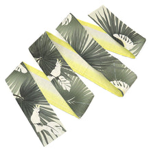 画像をギャラリービューアに読み込む, 半巾帯 《WAKKA》近江の麻 染リバーシブル 南国葉っぱとオウム 常夏のリゾート(グリーン)