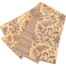 画像をギャラリービューアに読み込む, 半幅帯 正絹 ベージュ《ギャラリー凛》古渡更紗 タッサーシルク 復刻柄 ベージュに花更紗 / 薄茶に絣縞 リバーシブル半巾帯