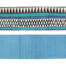 画像をギャラリービューアに読み込む, 《ギャラリー凛》カンタ刺子 タッサーシルク ターコイズグリーンとパープルのシェブロン ボーダー / スカイブルー無地 リバーシブル半巾帯