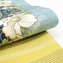 画像をギャラリービューアに読み込む, 半巾帯 《WAKKA》 リバーシブル レトロモダン 水色に蘭とスズラン フラワーアーチ 小鳥のさえずり フラワーヴィーナス(ブルー)