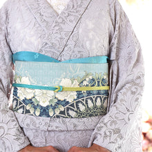 画像をギャラリービューアに読み込む, 半巾帯 《WAKKA》 リバーシブル レトロモダン 水色に蘭とスズラン フラワーアーチ 小鳥のさえずり フラワーヴィーナス(ブルー)
