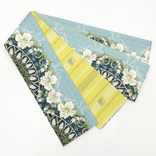 画像をギャラリービューアに読み込む, 半巾帯 《WAKKA》 リバーシブル レトロモダン 水色に蘭とスズラン フラワーアーチ 小鳥のさえずり フラワーヴィーナス(ブルー)