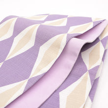 画像をギャラリービューアに読み込む, 半巾帯 《un deux アンドゥ》 木綿 日本製 藤色に菱幾何学 × 無地 ダイヤ パープル