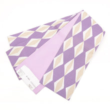画像をギャラリービューアに読み込む, 半巾帯 《un deux アンドゥ》 木綿 日本製 藤色に菱幾何学 × 無地 ダイヤ パープル