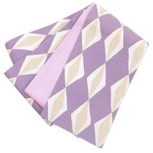 画像をギャラリービューアに読み込む, 半巾帯 《un deux アンドゥ》 木綿 日本製 藤色に菱幾何学 × 無地 ダイヤ パープル