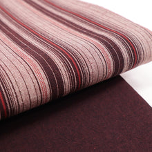 画像をギャラリービューアに読み込む, 半巾帯 越後亀田縞木綿 ランダムストライプ ボーダー ワインレッド × 無地 エンジ
