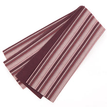 画像をギャラリービューアに読み込む, 半巾帯 越後亀田縞木綿 ランダムストライプ ボーダー ワインレッド × 無地 エンジ