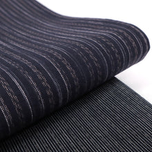 画像をギャラリービューアに読み込む, 半巾帯 越後亀田縞木綿 絣縞 ボーダー ネイビー 紺 × 千筋縞 ブラック 黒