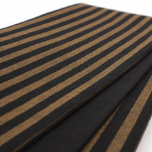 画像をギャラリービューアに読み込む, 半巾帯 越後亀田縞木綿 棒縞文様 ボーダー 黒 ブラウン × 無地 ブラック