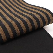 画像をギャラリービューアに読み込む, 半巾帯 越後亀田縞木綿 棒縞文様 ボーダー 黒 ブラウン × 無地 ブラック