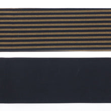 画像をギャラリービューアに読み込む, 半巾帯 越後亀田縞木綿 棒縞文様 ボーダー 黒 ブラウン × 無地 ブラック