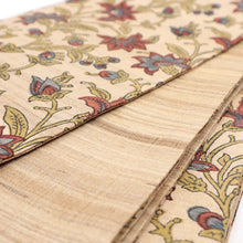 画像をギャラリービューアに読み込む, 半巾帯 《ギャラリー凛》古渡更紗 タッサーシルク ベージュに花更紗 レッド ブルー / 薄茶に絣縞