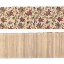 画像をギャラリービューアに読み込む, 半巾帯 《ギャラリー凛》古渡更紗 タッサーシルク ベージュに花更紗 レッド ブルー / 薄茶に絣縞