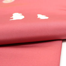 画像をギャラリービューアに読み込む, 名古屋帯 濃いピンクにお月見うさぎ ウサギの餅つき ( ローズピンク )