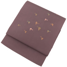 画像をギャラリービューアに読み込む, 名古屋帯 コゲ茶に蝶 グラデーションぼかしちょうちょ ( 焦げ茶 )