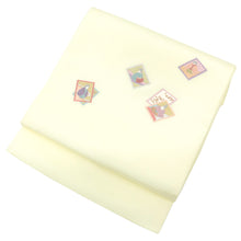 画像をギャラリービューアに読み込む, 名古屋帯 黄色地にかるた 雅の遊び (クリームイエロー )