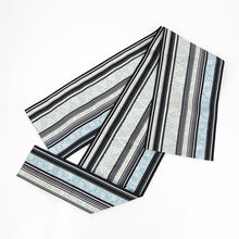 画像をギャラリービューアに読み込む, 名古屋帯 博多織 全通柄 八寸 黒地 献上花文様 ぶどう唐草 菊花唐草