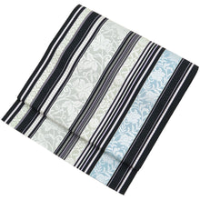 画像をギャラリービューアに読み込む, 名古屋帯 博多織 全通柄 八寸 黒地 献上花文様 ぶどう唐草 菊花唐草