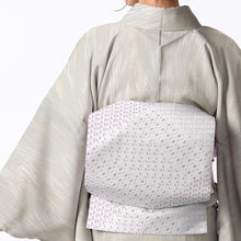 画像をギャラリービューアに読み込む, 名古屋帯 西陣織 八寸 切継小紋 幾何学文様 薄紫