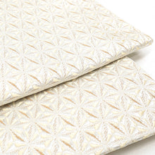 画像をギャラリービューアに読み込む, 名古屋帯 西陣織 八寸 麻の葉模様 幾何学文様 アイボリー