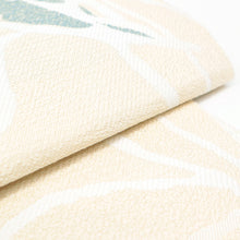 画像をギャラリービューアに読み込む, 名古屋帯 西陣織 正絹 大花 ベージュにグレーの大輪花