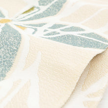 画像をギャラリービューアに読み込む, 名古屋帯 西陣織 正絹 大花 ベージュにグレーの大輪花