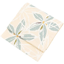 画像をギャラリービューアに読み込む, 名古屋帯 西陣織 正絹 大花 ベージュにグレーの大輪花